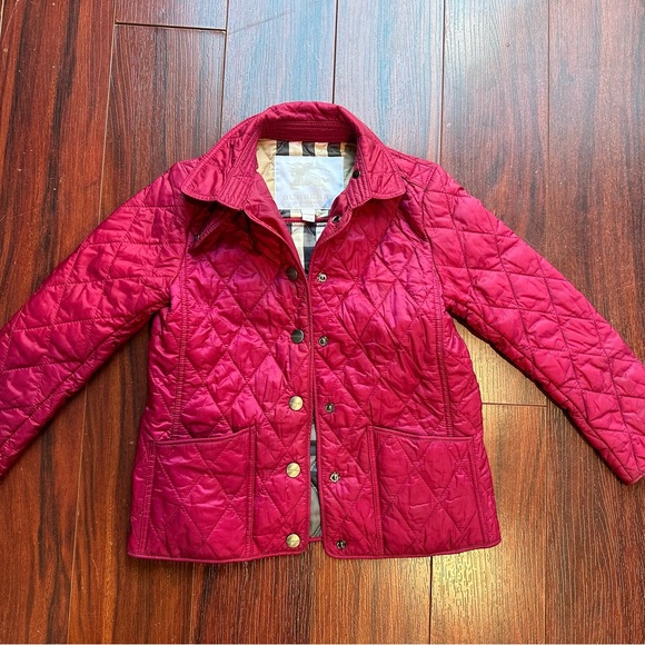 Girls Maroon Burberry Button Up Jacket - Picture 2 of 5